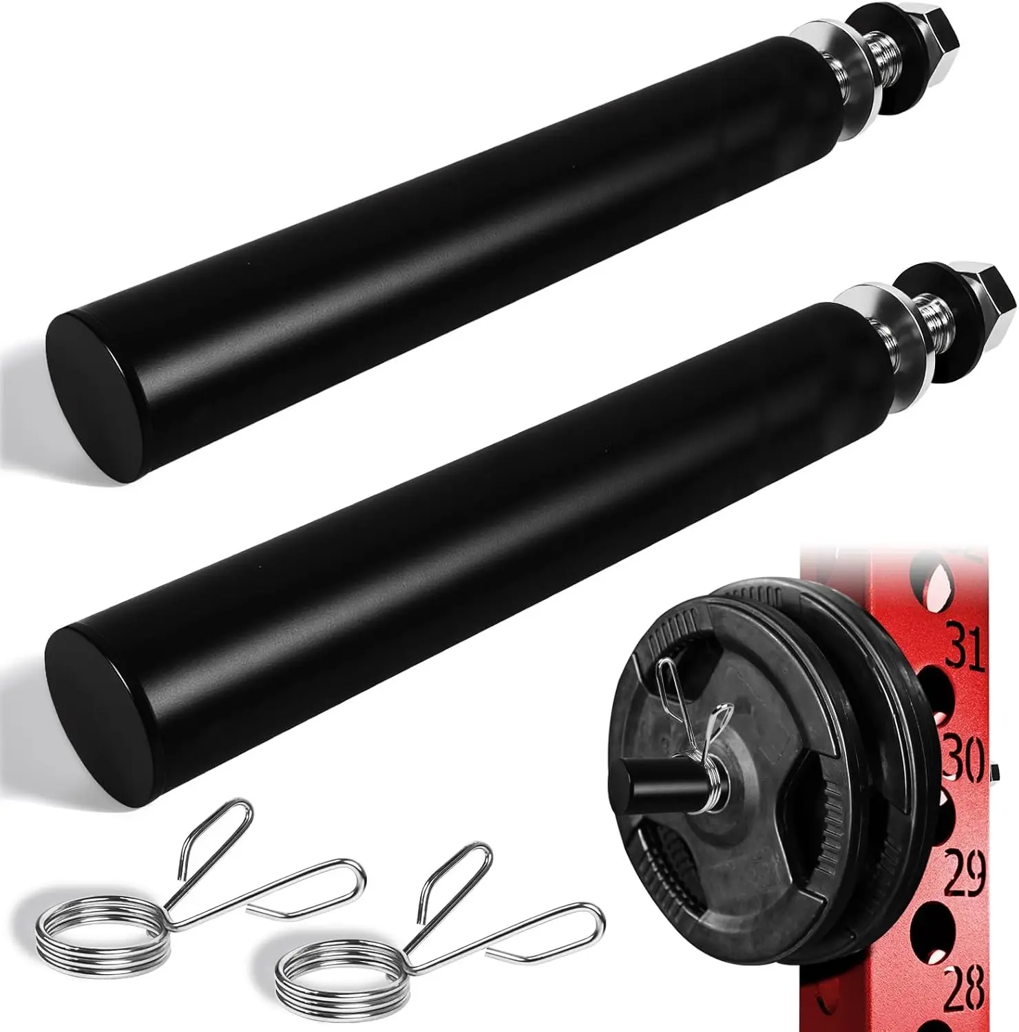 Weight Plate Holder for Power Rack Attachment, Squat Rack Weight Storage for 2 inc Olympic Weight,Compatoble with 2x2, 2x3, 3x3 Power Cage, Fit 1"and 5/8" Hole