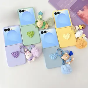Samsung Galaxy Z Flip 7 5g PC Candy Color Phone Case & Cartoon Charm Accessory, Durable Protective Cover for Daily Use, Casing, Protection