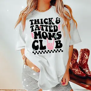 Thick & Tatted Moms Club Shirt, Cool Moms Shirt, Moms Club Graphic Printed T-shirt, Mother's Day Gifts, Women's Tops, Womenswear