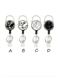 Butterfly Floral Pattern Fashion Print Stretch Lanyard Buckle, Multi-Functional ID Card Holder, Portable Keychain, Casual Design