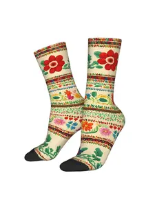 Traditional Mexican Floral Embroider Sock | and Elastane, Knit Fabric, All Over Print, Hand Wash or Dry Clean, Perfect for Me