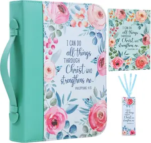 Bible Cover Case for Women 3pcs Bible Bag Set with Notebook and Bookmark PU Leather Book Carrying Case for Lady Bible Case Christian Gifts for Christmas Thanksgiving Day