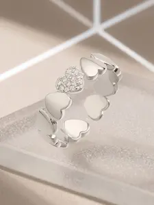 14K Gold Plated Heart Stackable Rings for Women - Love Valentines Statement Chunky Signet Ring Band - Friendship Rings - Heart Shaped Ring - Fashion Stackable Rings