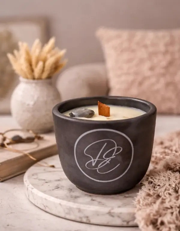 Salt & Teak 7 oz Crystal & Wood Candle with Natural Soy Wax & Soft Crackling Wood Wick for Coastal Calm and Gentle Clarity