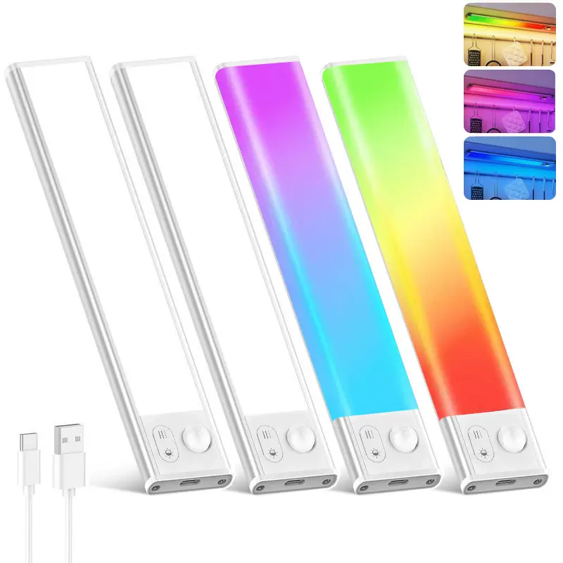 Motion Sensor Night Light, USB Rechargeable LED Cabinet Lights, Magnetic Stick-On, Auto On/Off, Wireless Motion Activated Light for Closet, Stairs, Kitchen, Bedroom, Hallway, Bathroom, Dusk to Dawn