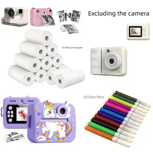 Kids Camera Mini Thermal Paper, Portable Digital Selfie Print Toy, Unisex Birthday Gift, Halloween & Christmas Present