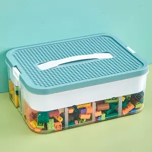 Toys Organizer Storage Case for Box Kids Toy Stackable Building Blocks with Lids Bins Adjustable Storage Containers Plastic Toy Box Green 1 Layer