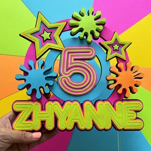 Neon Glow Cake Topper for Festive Parties - Black Light Required - Party Decor, Centerpiece