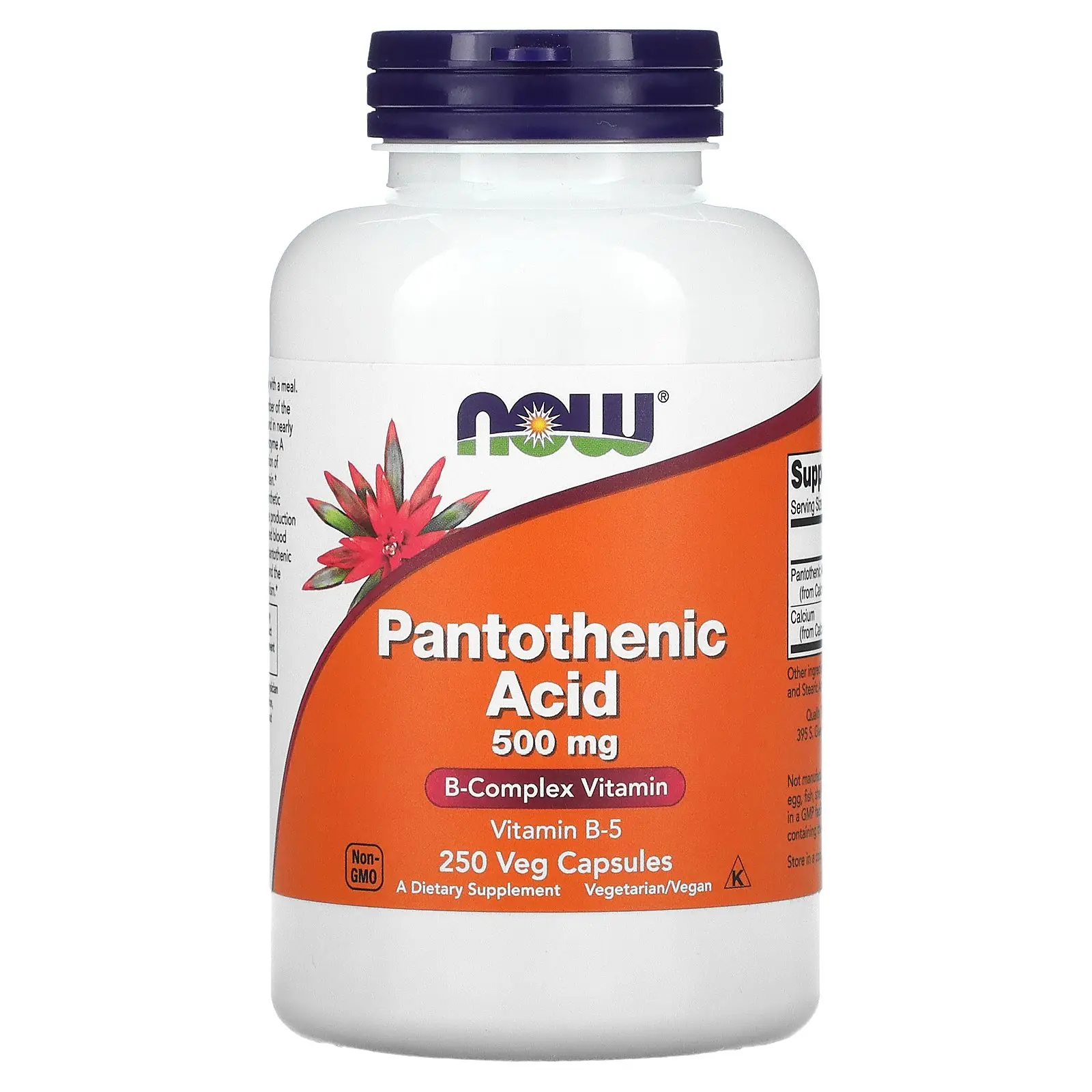 NOW Foods Pantothenic Acid, 500 mg, 250 Veg Capsules