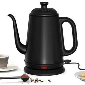 Gooseneck Electric Kettle, 1L Water Boiler, Pour Over Coffee & , 1000W  Heating, Stainless Steel, Auto Shut-Off & Boil-Dry Protection,  (Black)