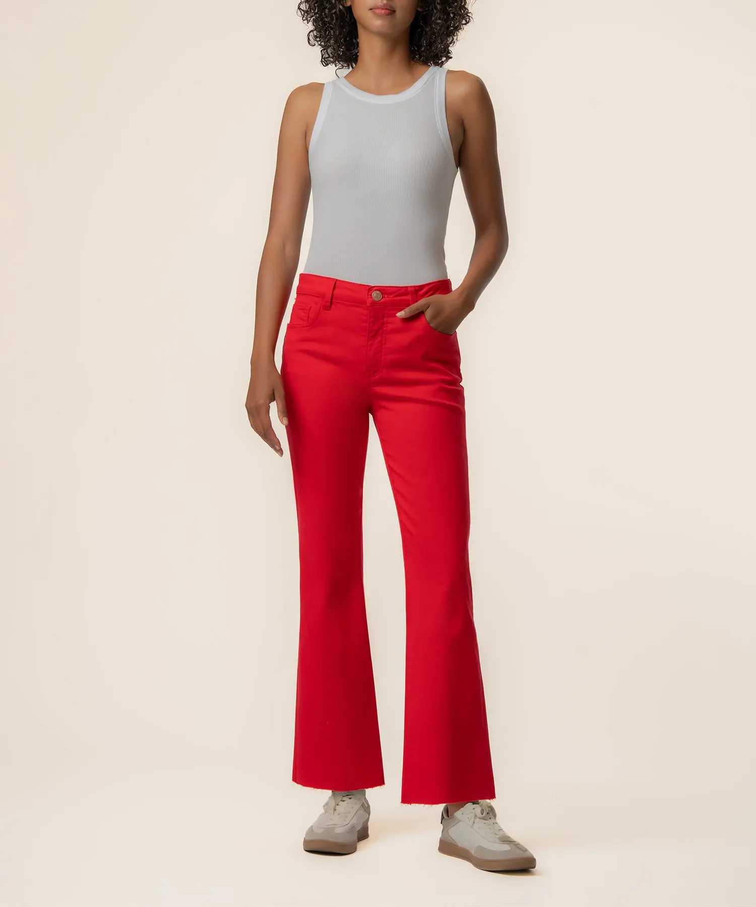 Kelsey Twill High Rise Ankle Flare, Exclusive in Cherry