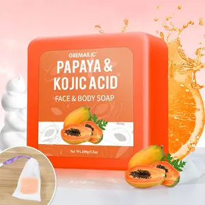 100G-Papaya & Kojic Acid Face & Body Soap, Kojic Acid Soap, Turmeric Soap, Contain Turmeric And Lemon, Suitable For Face And Body, Fresh Scent, Great Cleansing Power, Moisturizing Skin, Make Skin Looks Softer, Soap Foaming Net Equipped/A Gift for Friend