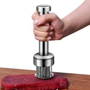 Stainless Steel Meat Tenderizer Tool with 21   - A Meat Tenderizer Mallet for Chicken and Beef, Durable Meat Mallet Hammer, Easy-Grip Meat Hammer Tenderizer