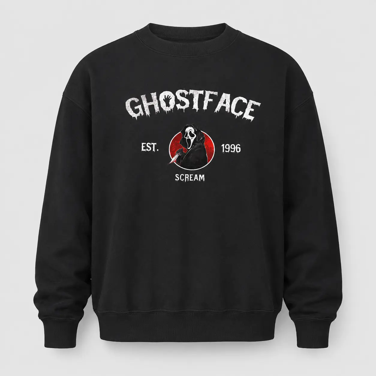 Ghostface Sweatshirt, Scream Horror Crewneck, Masked Slasher Graphic, Halloween Movie Outfit