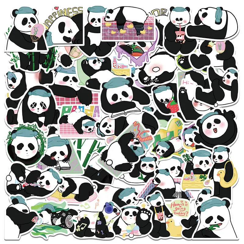 50 Cute Cartoon Panda Stickers, Decals, Suitable for Scrapbooks, Diaries, Laptops, Water Bottles, Cars, and Other Faith-based Designs—gifts with Positive Messages.