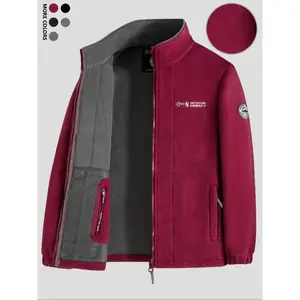 Men's Warm Stand Collar Jacket Coat with Fleece Lining, Casual Winter Outerwear for Daily Wear & Outdoor Activities