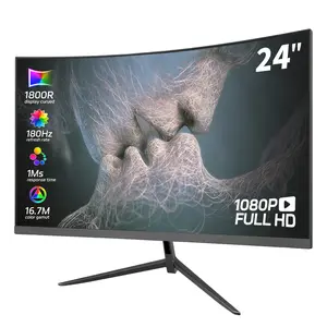 24" Slightly curved Gaming Monitor – 180Hz FHD 1080P, 1ms, FreeSync, Ultra-Slim Design, HDMI & DP, VESA Compatible