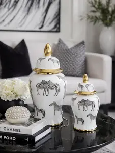 Zeb White Ceramic Ginger Jar (Multiple Sizes)
