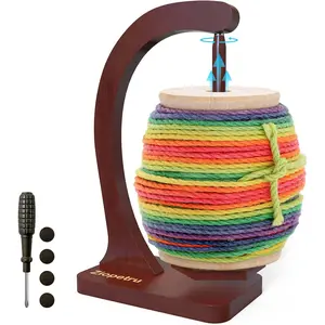 Wooden Yarn Holder,Magnetic Yarn Holder for Knitting and Crocheting,Wooden Magnetic Yarn Holder with Anti-Slip Pads,Yarn Holder Spinner,Crochet Gift for Knitting Lovers