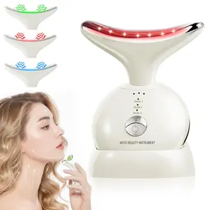 Festival Gifts, 3 Color LED Facial Massager, Beauty Neck Instrument Skin Care Face Massager, Vibration for Skin Care and Double Chin, Winter & New Year Gift, Valentine's Day Gift, Wrinkle Remover