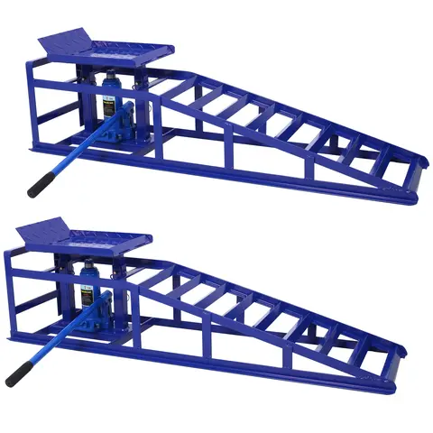 (2 PACK) 5T 10000LBS Portable Hydraulic Car Lift, Car And Truck Maintenance Ramp Lift Frame, Car And Truck Chassis 5T Hydraulic Lift Ramp, Car Hydraulic Maintenance Lift Bracket, Blue