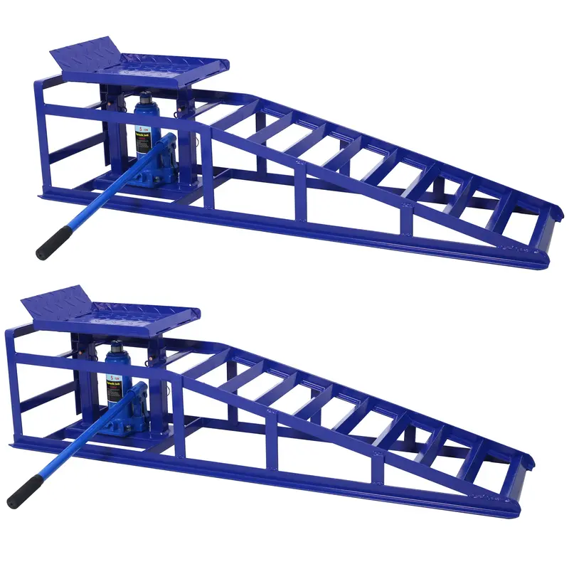 (2 PACK) 5T 10000LBS Portable Hydraulic Car Lift, Car And Truck Maintenance Ramp Lift Frame, Car And Truck Chassis 5T Hydraulic Lift Ramp, Car Hydraulic Maintenance Lift Bracket, Blue