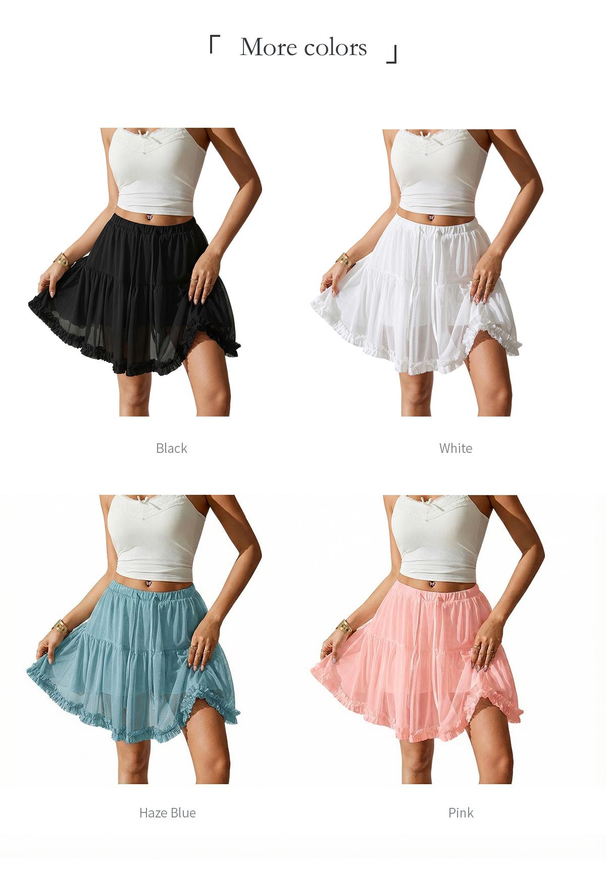 Florboom Y2K Sheer Mesh Ruffle Skort for Women,High Waist Flowy Tiered Mini Skirt with Built-in Shorts & Pockets, Perfect for Summer,Easter dress, Beach & Streetwear