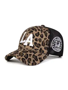 Unisex La Leopard Print Mesh Baseball Cap, Adjustable Sun Protection Casual Hat for Spring & Fall, Outdoor Travel Beach Vacation