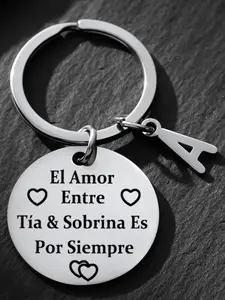 Engraved Keychain for Aunt & Niece, Customizable Initial Letter Charm, Perfect Gift for Special Relationships, Unique Jewelry Accessory