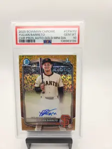 2025 Bowman Chrome Yulian Barreto 1st Auto Gold Mini Diamond /50 PSA 10 Giants