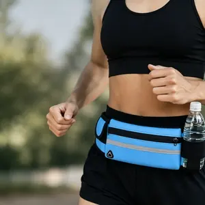Multifunctional Running Belt with Water Bottle Holder, Large Capacity Zipper Waist Pack, Lightweight Water-Resistant Sports Fanny Pack for Running, Hiking, Cycling & Gym