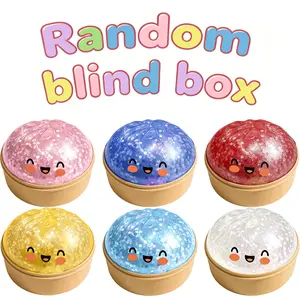 Upgrade Glitter Dumpling Squishy with Steamer Box, Soft Sensory Fidget Steamed Bun Squeeze Tool for Adult Stress & Anxiety Relief, Party Gift