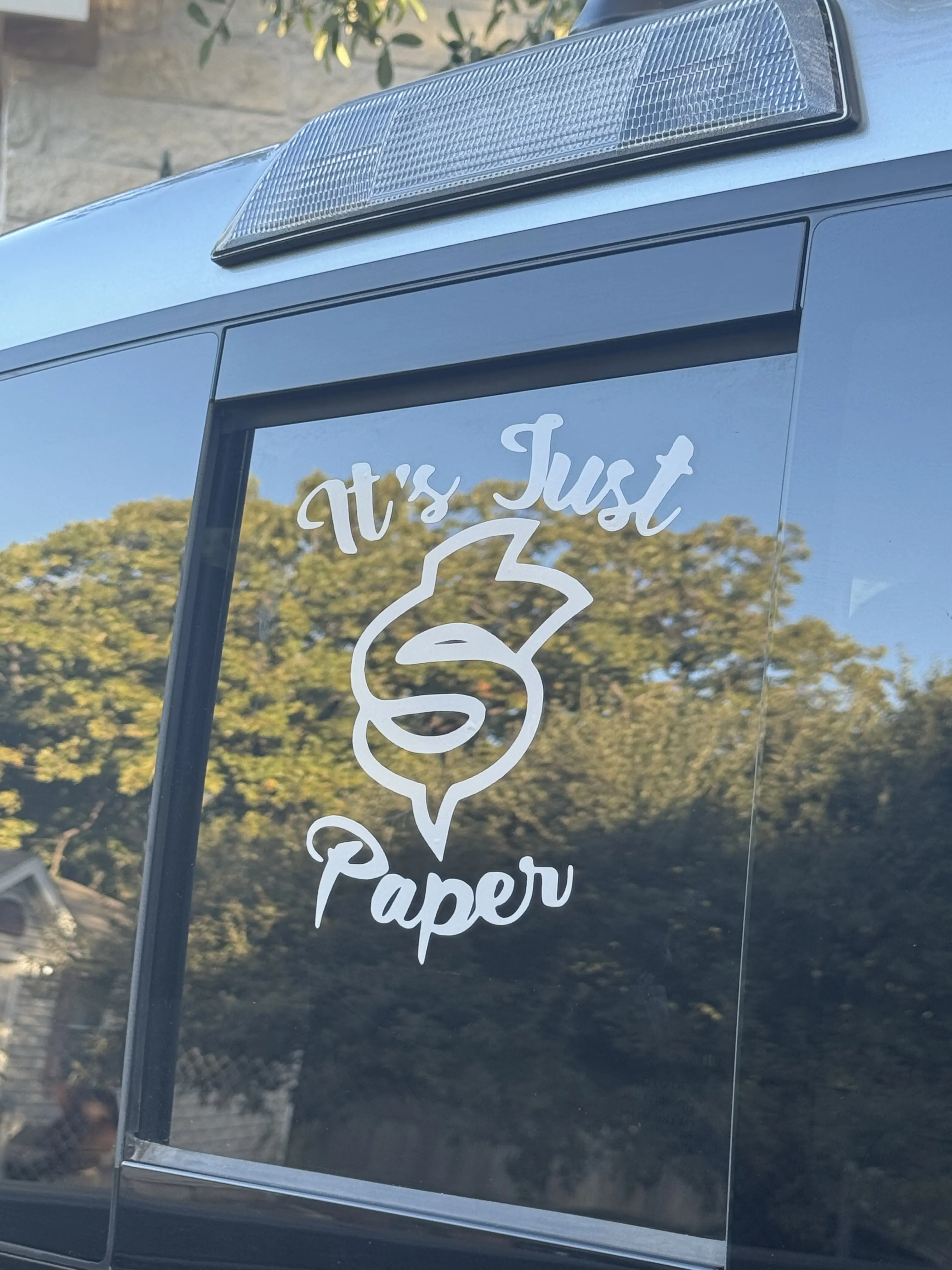 It's Just Paper Vinyl Decal Durable Sun & Rain Resistant for Trucks Windows Tailgates & Doors Easy Application & Removal