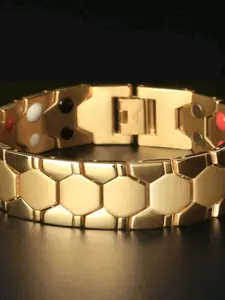 European and American men's detachable magnetic bracelet, stainless steel hexagonal energy bracelet with beads, Adjustable Bangle, Beaded bracelet
