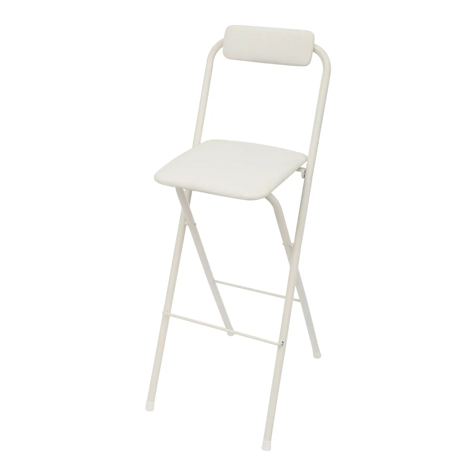 Modern White Carbon Steel PU Leather Super Slim Foldable Bar Chair - 75 cm Seat Height, 125kg Capacity, Fully Assembled, Space Saving Furniture with Polyurethane Foam for Home Kitchen Islands, Kitchen Counter Tables
