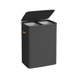 SONGMICS Laundry Basket, 44.9 Gal. Laundry Hamper, 2 Compartments, Easy Assembly, with Lid and Handles, Removable Inner Bags, Joseph