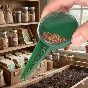 Adjustable Hand Seeder for Small Seeds with 5 Interchangeable Plates, Portable Gardening Tool for Precise Vegetable & Flower Planting, Depth Control Backyard Planter accessory, Garden Supplies