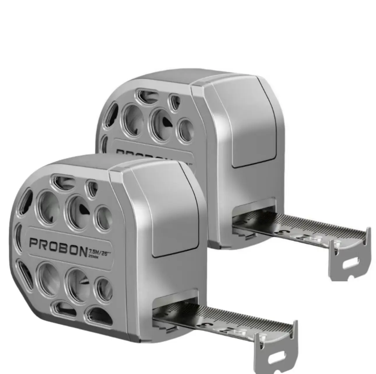 PROBON 2pcs Pocket-Sized Automatic Tape Measure, 7.5m/25ft Meters Feet Pro-Grade Steel Waterproof, Double-Sided Scale, Auto-Lock, Curved Design, Handheld Rugged Tool for Woodworking, Construction, Toolbox