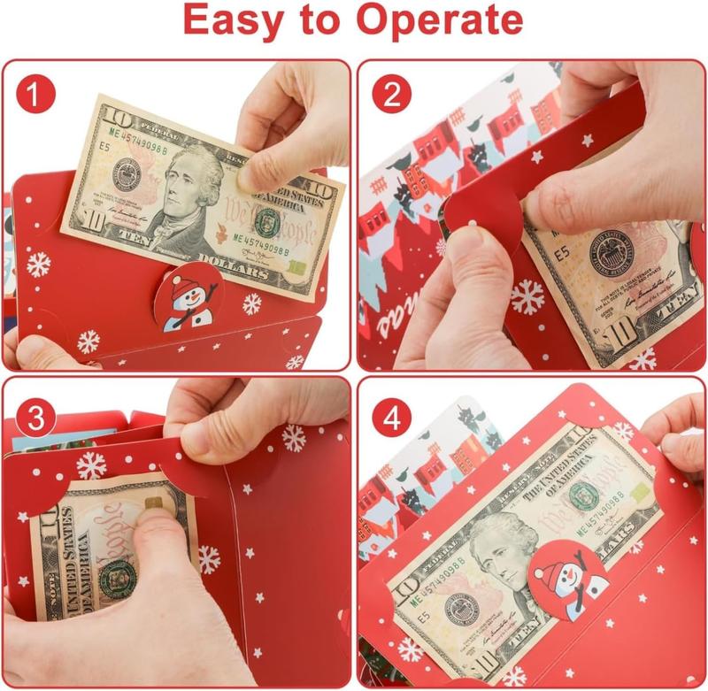 6 box Christmas Santa Dollar FoldingRed Envelopes Gold Stamping Gift Pack with Ribbon6 Slot DlY Holiday Cash Envelopes for Party andFestive Decorations,Money Christmas Cards withEnvelopes,Surprise Christmas Gifts,Birthday GiftsXmas Party Supplies