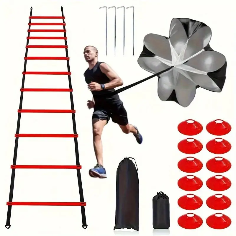 Agility Training Ladder Set, 1 Set Football Training Obstacle Ladder, Speed Sensitivity Training Ladder, Fitness Equipment for Home Gym, Cones for Sports Training