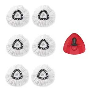 Spin Mop Replacement Head - 6 Pack EasyWring Mop Refills with Base Compatible with O-Cedar Triangle Spin Mop, Microfiber Mop Replace Head Easy Cleaning Floor Head Mop for Floor Cleaning