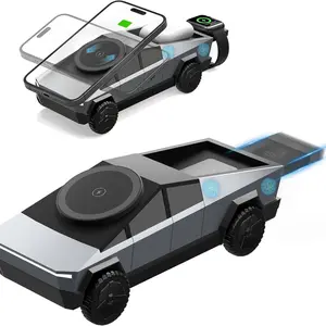 VIKEFON Magnetic 3 In 1 Car Magnetic Fast Wireless Charger Dashboard Stand  For Magsafe iPhone 17 16 15 14 13 12 Samsung Galaxy S24 S23 Apple Watch 10~2 SE AirPods Pro Fast Charging Station Phone Holder