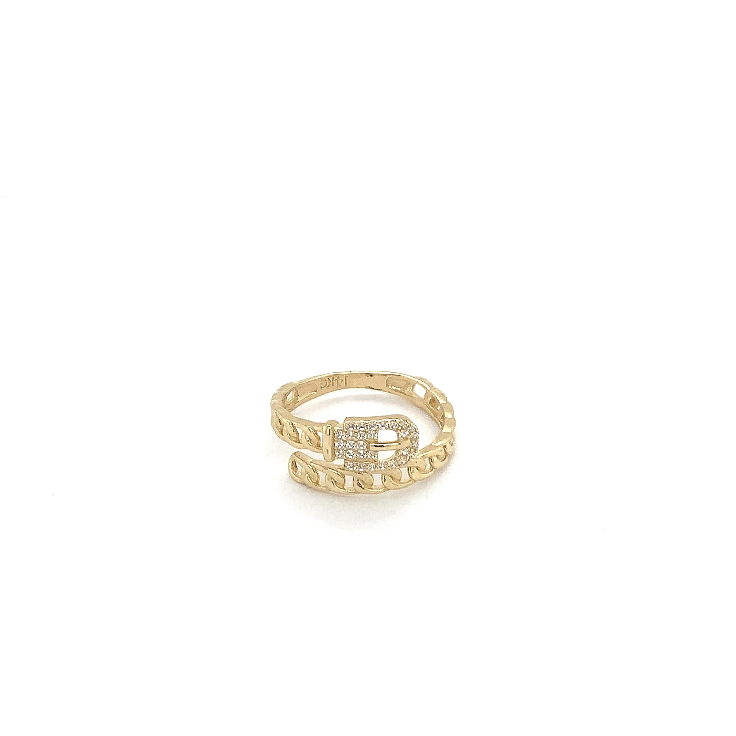 14K Solid Gold Cuban Buckle Ring