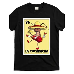 Unisex Black Cotton T-Shirt, Mexican Bingo Card & Taco Graphic Design, Casual All-Season Streetwear Top for Men and Women