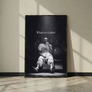 [UNFRAMED] Kobe Bryant Whatever It Takes Poster, Mamba Mentality Art, Black and White Gym Decor