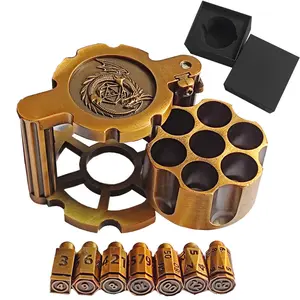 The New Centerpiece for Family Game Night.  This unique Metallic Bullet Dice Set adds a cool, creative touch to your living room. 7 precision pieces for unforgettable home entertainment.