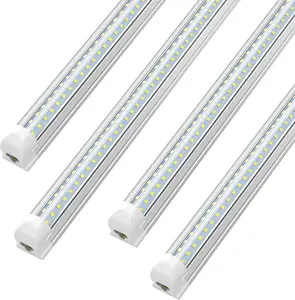 (Pack of 4) Linkable LED Utility Shop Lights for Garage, 6FT, 42W, LED Tube Ceiling Light T8 Integrated Single Fixture, 6000K, Daylight 4200lm V Shape, Basement, Offices, Clear Lens, Plug and Play