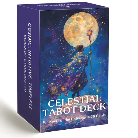 Classic Celestial Tarot Card Deck, 78 Cards, 13x8 Cm, Intuition, Cosmic, Planet, Universe & Spiritual Guidance, Ideal for Beginners, Includes Paper Instructions