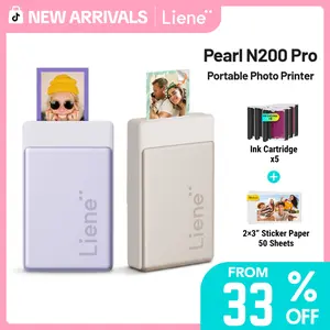 Liene Pearl N200 Pro Portable Photo Printer, Instant Mini Picture Printer for iPhone Smartphone, Thermal Dye Sublimation, Bluetooth Sticker Printer 50 Sheets 2x3 Adhesive Paper & 5 Cartridges, New Arrivals,