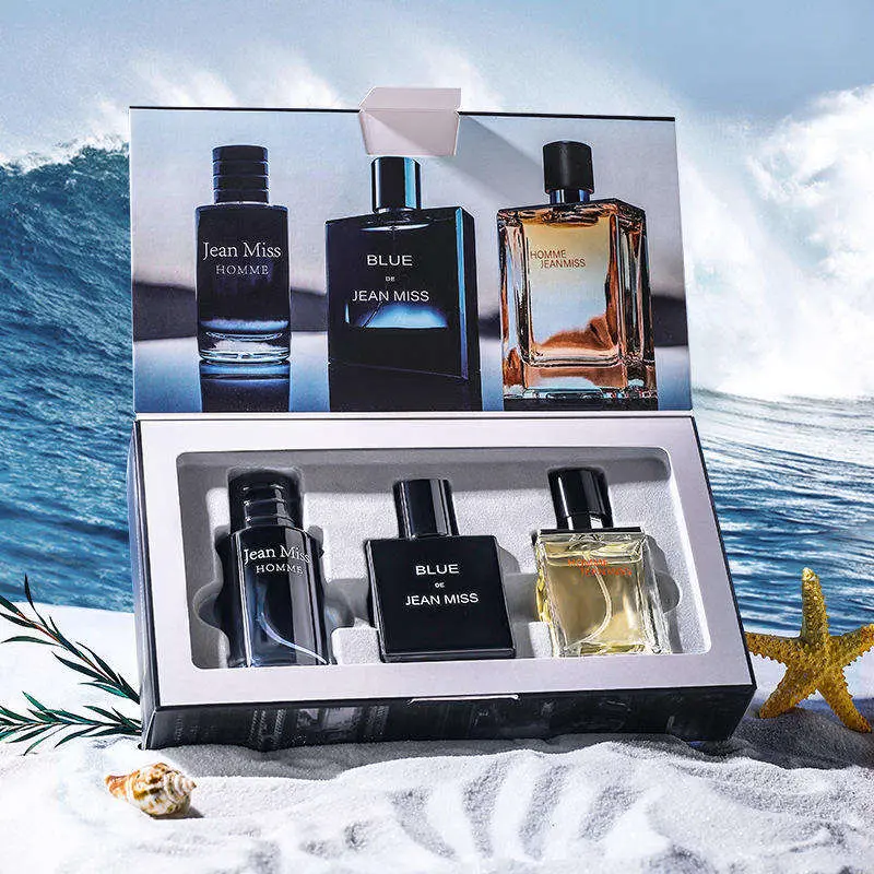 JEAN MISS Men's Fragrance Gift Box/3 * 30ml Liquid Fragrance/Eau de Toilette/Lasting Fragrance/Men's Fragrance Gift Box/Floral Fragrance. Lemon and Musk Couple Gift/Fragrance Set/Different Fragrances/Ideal Gift for Date and Party perfume box set